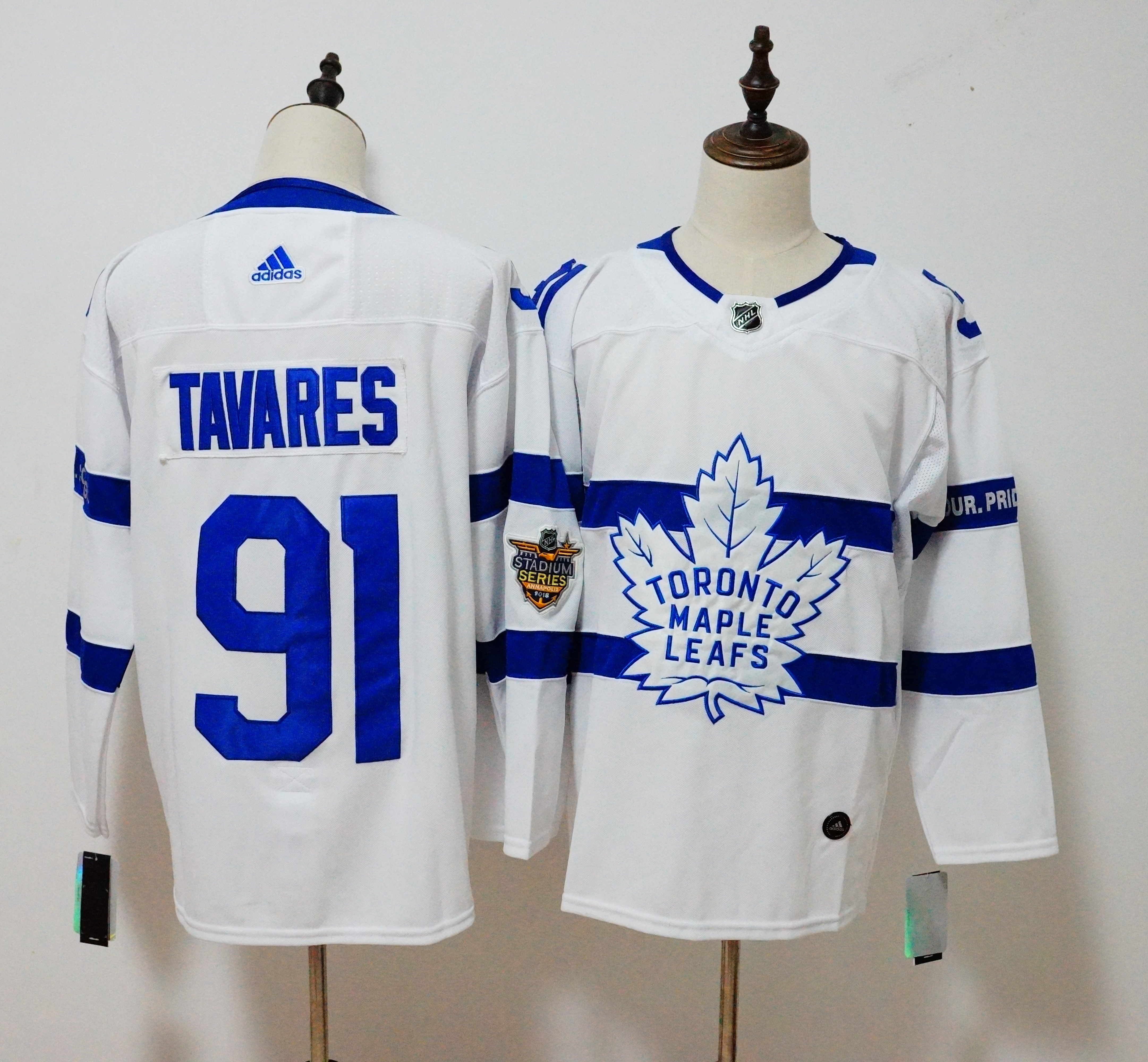 Men Toronto Maple Leafs 91 Tavares White Adidas AD NHL Jerseys